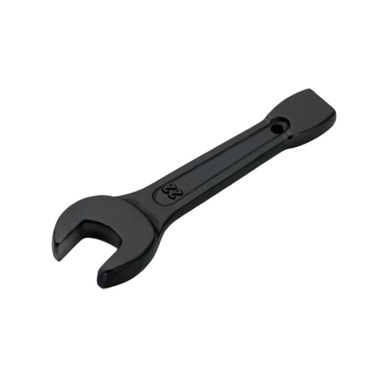 Solid Steel Open Slugging Wrench Spanner Black Coated Repair Tool with Hit-End Tail for Equipment Service and Fastener Care