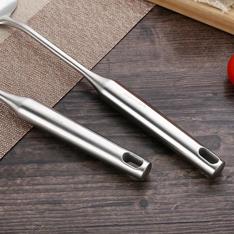 Kitchen Cooking Stainless Steel Spatula, Soup Spoon, Large Colander, Scooped Hollow Handle Cooking Shovel, 1Pc