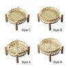 Serving Tray Dessert Plate Rustic Round Woven Storage Basket Fruit Rack for Coffee Table Dining Room Kitchen Picnics Living Room