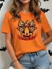 Unisexs Fashionable Casual Shortsleeve Halloween Tshirt With Spooky Skull Print And Round Neckline Perfect For Holiday Parties
