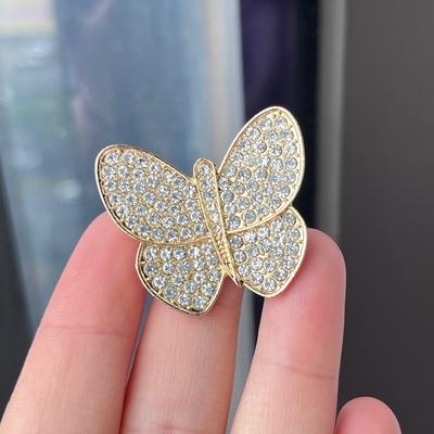 Butterfly Brooch Pin High-End Female Design Sense Niche Japanese And Korean Rhinestone Gold Collar Pin Accessories Exquisite Suit Corsage