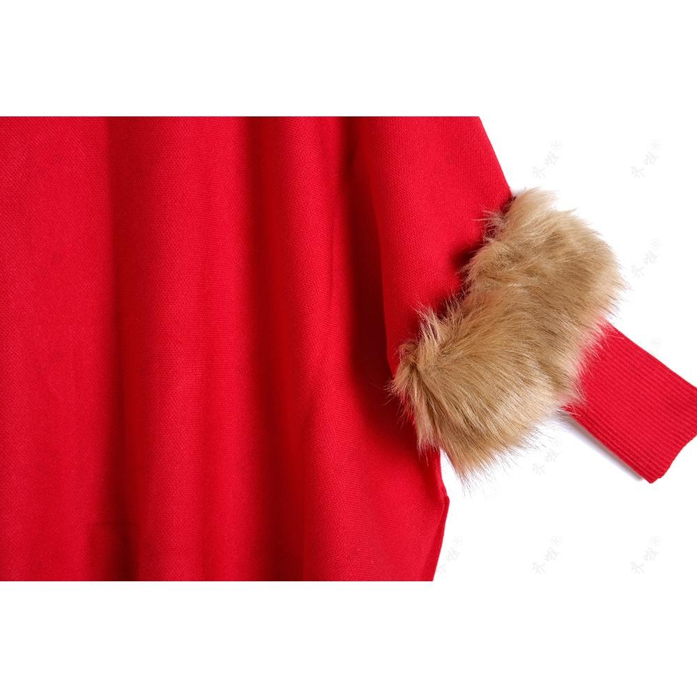 Autumn and Winter Loose Turtleneck Pullover Cape Knitted Sweater Simulation Fur Fur Sleeve Sweater Large Size Bottoming Shirt Jacket Women