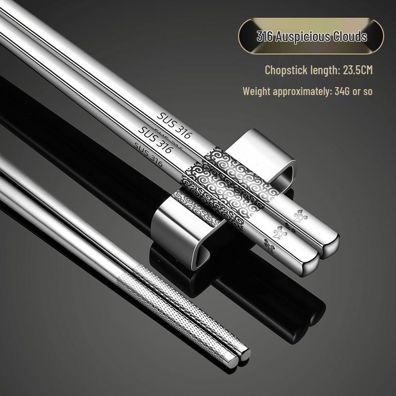 316 Stainless Steel Non-Slip Heat-Resistant Square Chopsticks