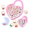 6/12/36pcs Cute Adjustable Rings Children Girls Pretend Play Makeup Toys Cartoon Crystal Jewelry Alloy Animal Enamel Rings