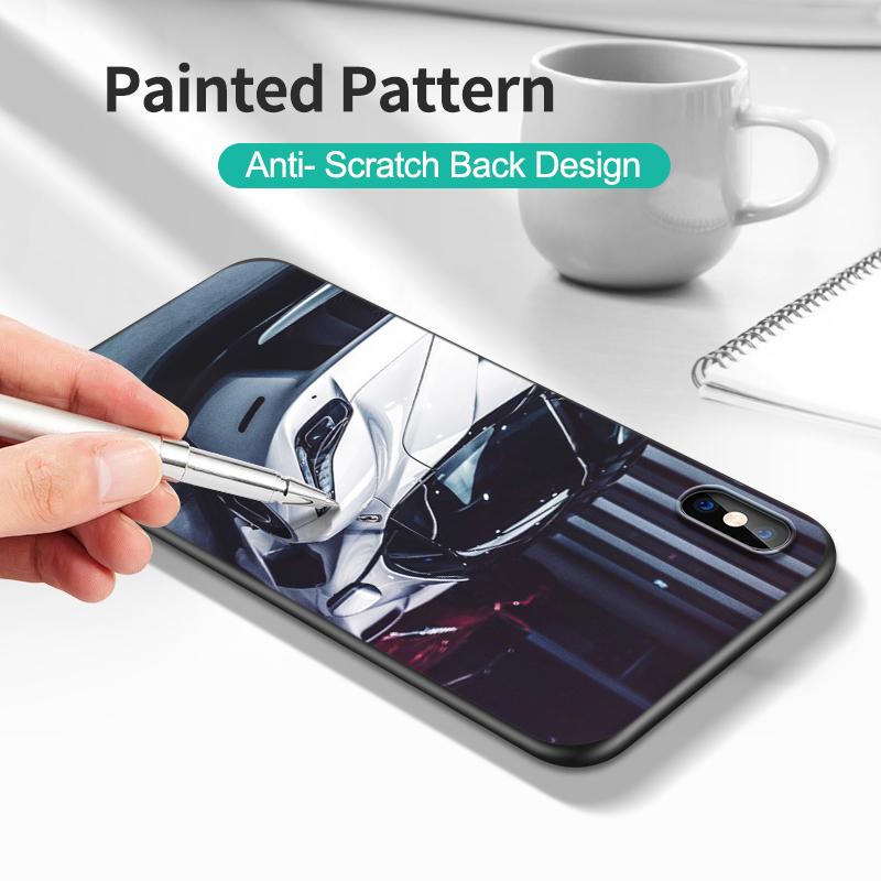 Czarne etui tpu do iphone 5 5s se 2020 6 6s 7 8 plus x 10 XR XS 11 12 13 mini pro MAX tylna obudowa modna sportowa samochodowa