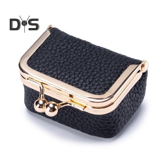 Кошелек для монет маленькая сумка для украшений искусственная кожа золотая застежка-клипса серьги кольца ожерелье органайзер ретро-компактный футляр для украшений чёрный 1136₽