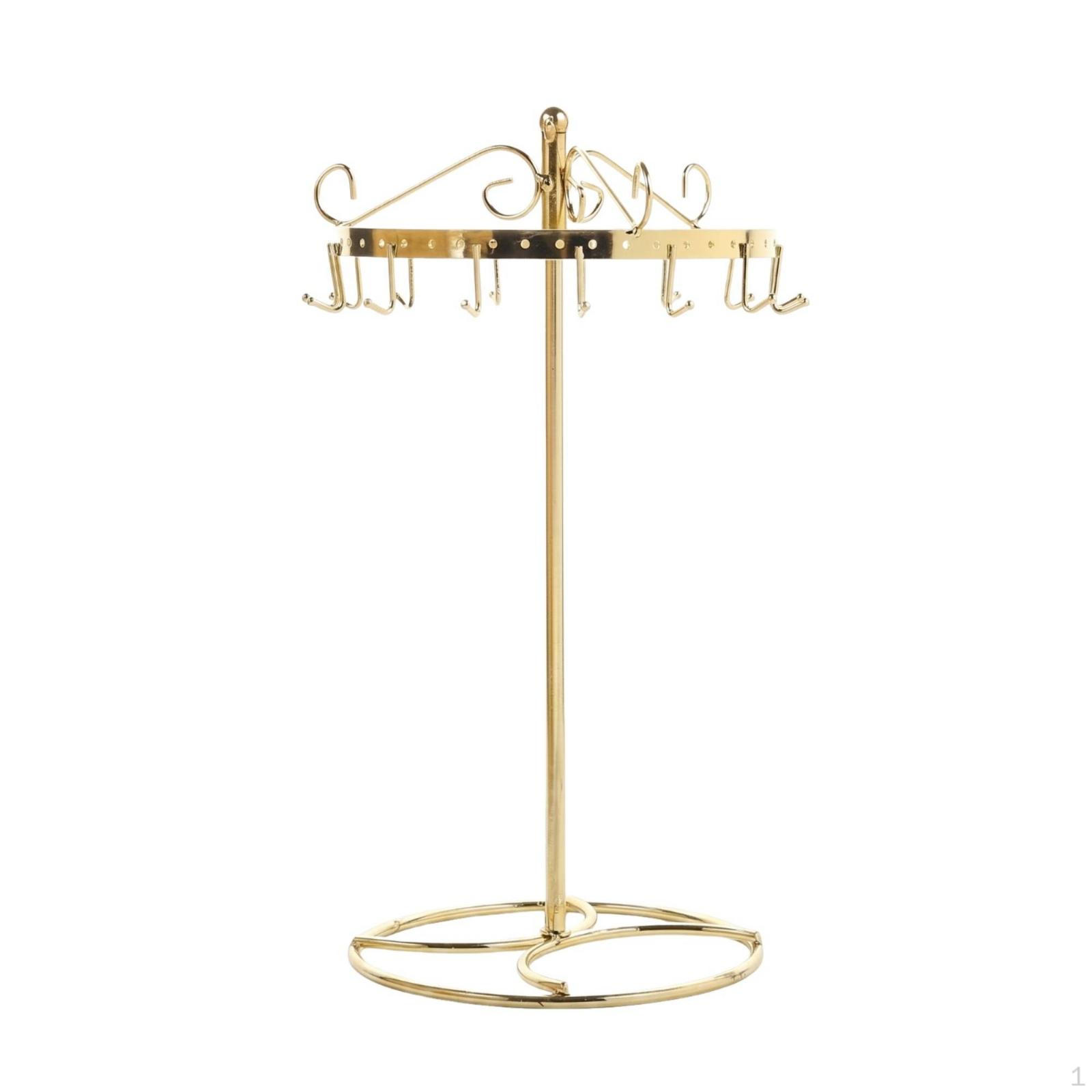 Rotating Necklace Holder Curved Hooks Jewelry Stand Metal