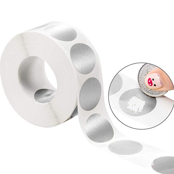 Scratch-off Silver Adhesive Sticker Labels, 300 pcs/roll