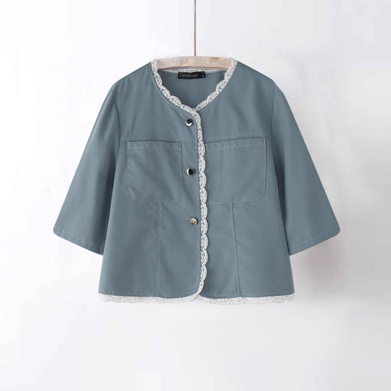 

ZANZEA Женская повседневная летняя блузка с круглым вырезом и коротким рукавом 4XL