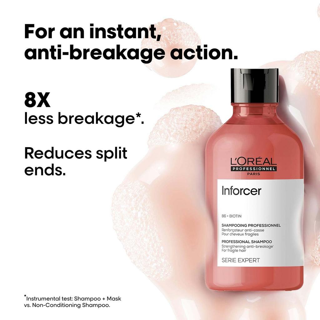 L’Oréal Professionnel Inforcer Stärkendes Shampoo für Haarbruch-anfälliges Haar - 300 ml | Professionelles Shampoo mit Biotin & Vitamin B6 für weniger Bruch