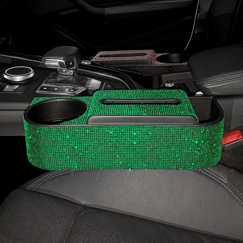 New Bling Rhinestones Car Seat Organizer Car Gap Storage Box Leak-proof Cup Holder Coins Keys Tissue Box Auto