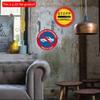 1pc 2d Flat Round Wooden Sign - 20cm No Trespassing On Private Road Warning Video Surveillance Wall Poster Board Courtyard Rigid Safety Sign