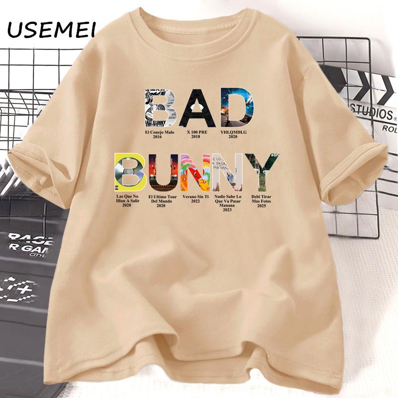 Bad Bunny Alle Alben T-Shirt Herren Damen Debi Tirar Mas Fotos Graphische T-Shirts DTMF Unisex T-Shirt Musik Lässig Baumwolle T-Shirts