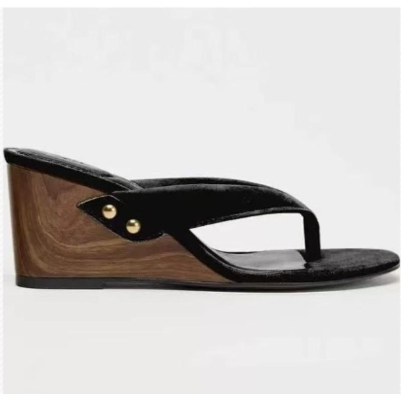 

Fashion Summer New Fashion Wedges Heels Flip Flop Outdoor Clip Toe Women Gladiator Slippers Ladies Beach Vacation Slides Zapatos Mujer 40 чёрный