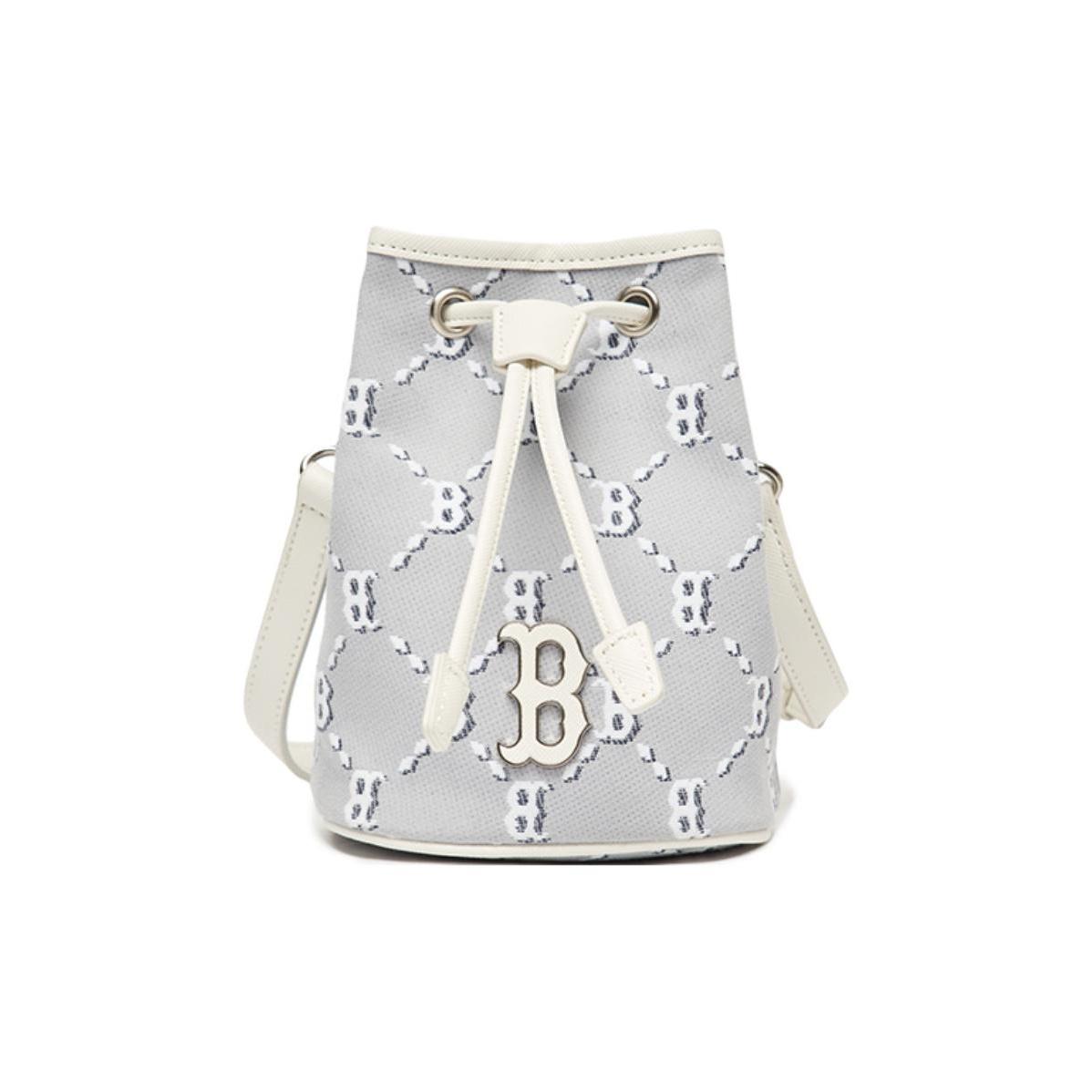 MLB Monogram Series Boston Red Sox Vintage All Over Print Bucket Bag Unisex Shoulder Bag Light-Gray 3ABMS022N-43GRS One Size