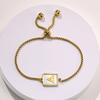 Bracelets Stainless Steel English Alphabet Square Shell Gold Bracelet Ladies Adjustable