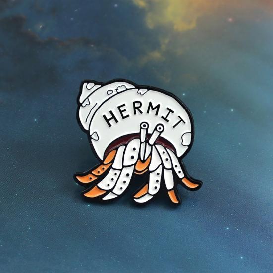 Cartoon Hermit Crab Enamel Brooch Pin Unisex Badge Denim Coat Clothes Decor