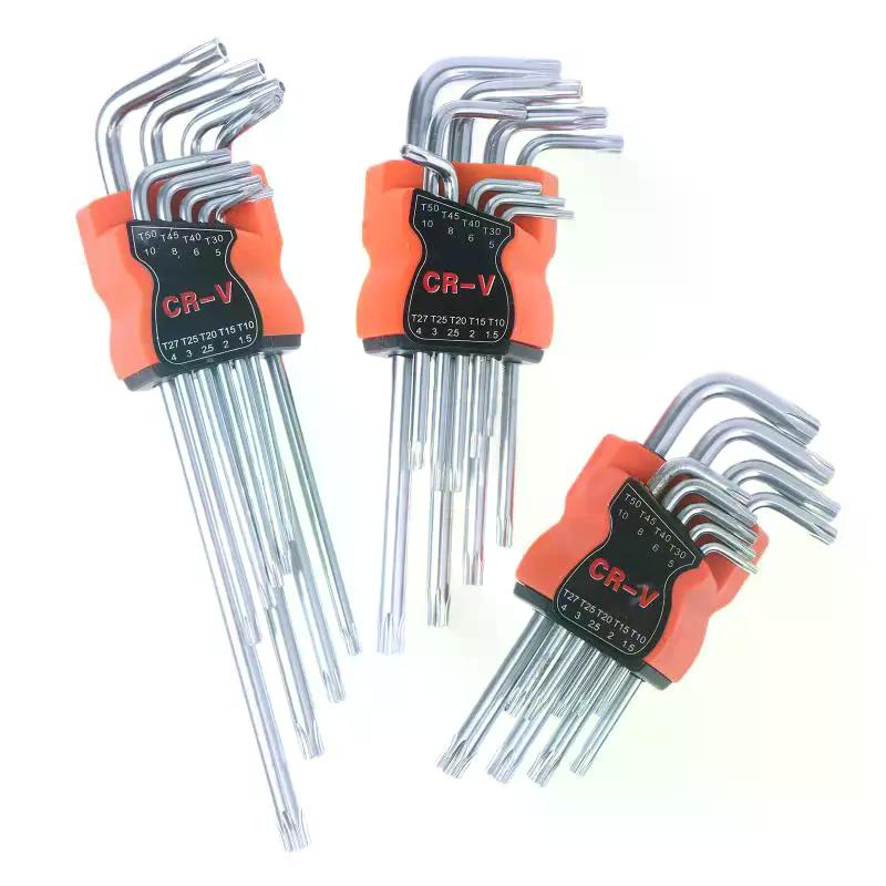 9-teiliges L-förmiges doppelseitiges Torx-Stern-Inbus-Sechskant-Schraubenschlüssel-Set - Multifunktionale Handwerkzeuge für Heimwerker und Hauswartung