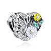 New Yellow Sunflowers Heart Rose Flower Charms 925 Sterling Silver Fits Original Bracelets Women Anniversary DIY Jewelry Charm