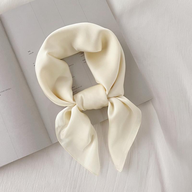Luxury Solid 70*70cm Silk Square Scarf Women Soft Satin Hairband Neckerchief Tie Female Headband Foulard Bag Ribbon Gift