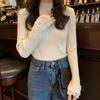 Spring Autumn Semi-turtleneck New Lace Pullover Long Sleeved Sweater Fashion Long Sleeve Women Knitted Bottoming Shirt Elegant Simple Slim Fit Top