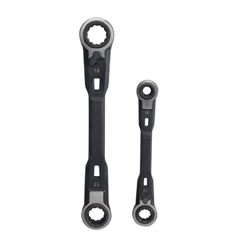 2Pcs 4 In 1 Double Ended Spanner Ratchet Wrench Hand Tool for Home Professional Outdoor Use Maintenance Accessories