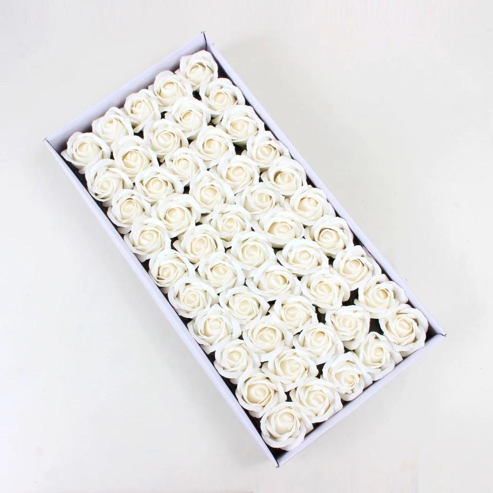 50Pcs Handmade Soap Rose Flower Three Layer Rose Wreath Making Artificial Rose Flowers Realistic Floral DIY Flower Head