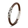 Modisches geflochtenes Retro-Armband aus Edelstahl mit Schnalle, schwarz, schlicht, lässig, Lederseil, Paarschmuck, passendes Herren-Lederarmband