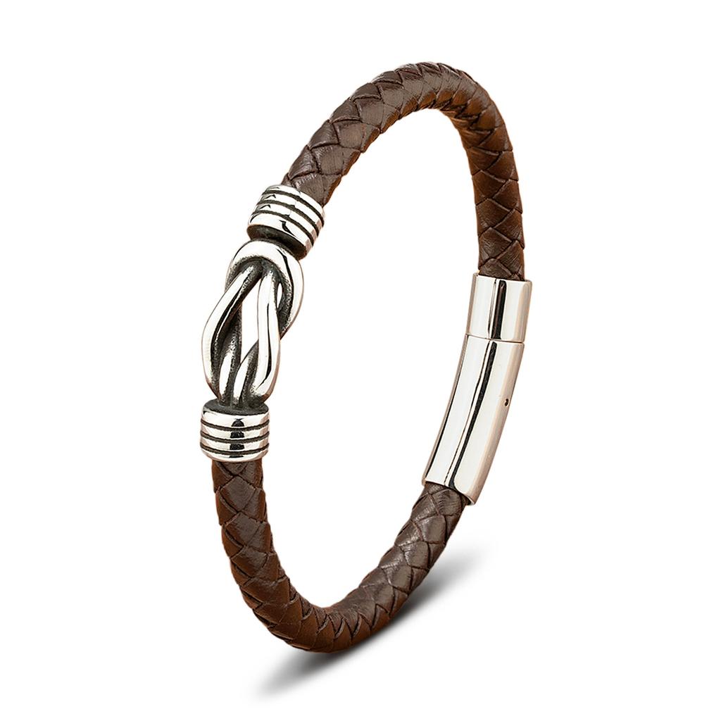 Modisches geflochtenes Retro-Armband aus Edelstahl mit Schnalle, schwarz, schlicht, lässig, Lederseil, Paarschmuck, passendes Herren-Lederarmband