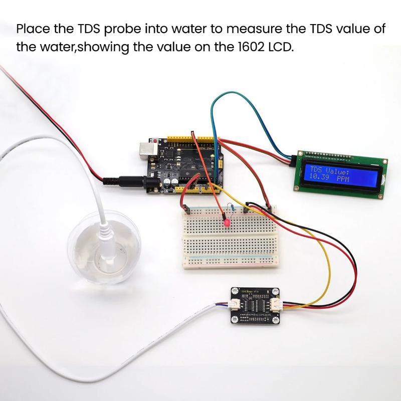 TDS Meter V1.0 Water Quality Sensor Digital Tester for Purity, Filtration,Hydroponics Compatible with Arduino ESP32 Raspberry Pi