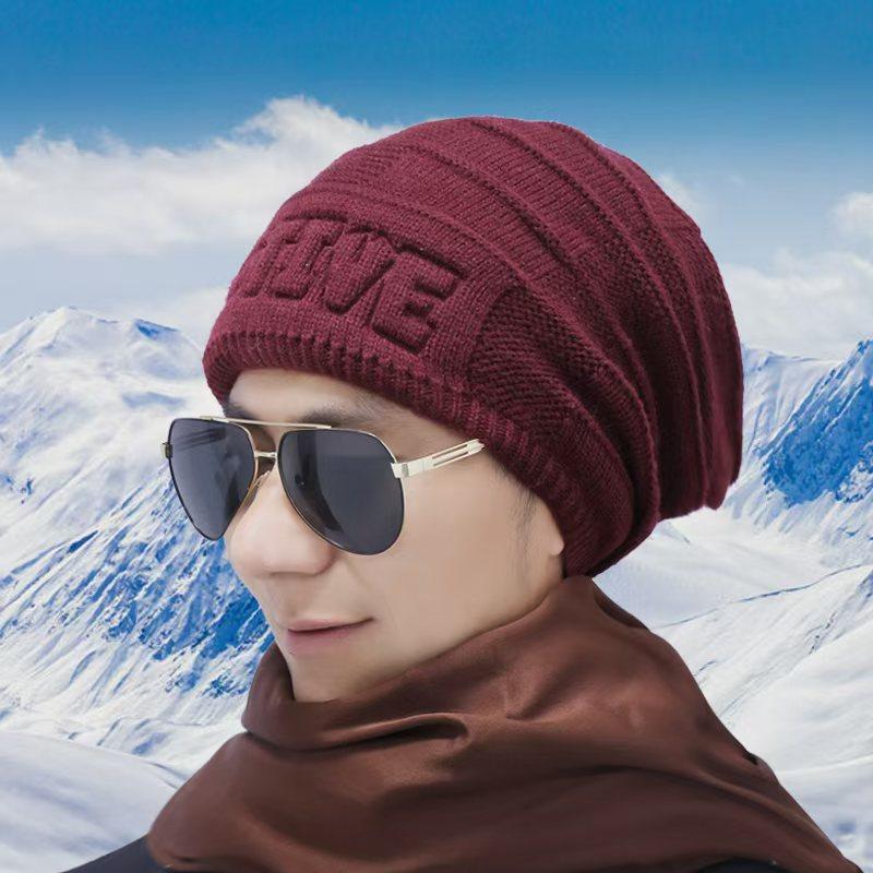 New knitted autumn and winter warm letter cold hat fashionable versatile trend autumn and winter warm stack hat wool hat