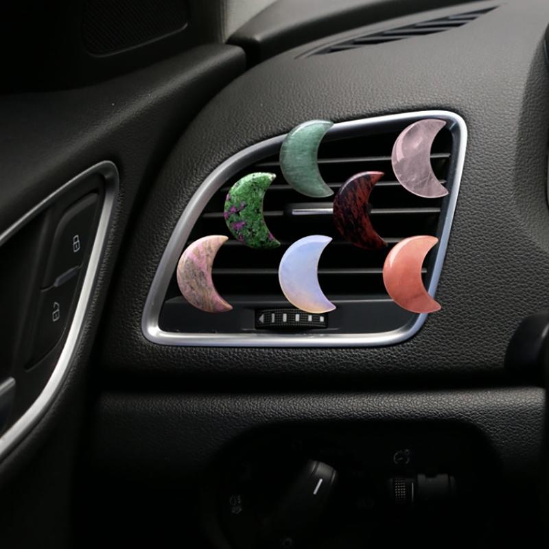 Crystal Moon Car Air Freshener Perfume Clip Women Pink Moon Interior Decoration Auto Air Conditioner Outlet Fragrance Diffuser