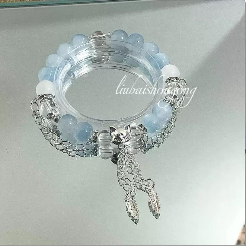 Moana deep sea blue bracelet, original gradual change niche blue sea fishtail starfish glazed bracelet