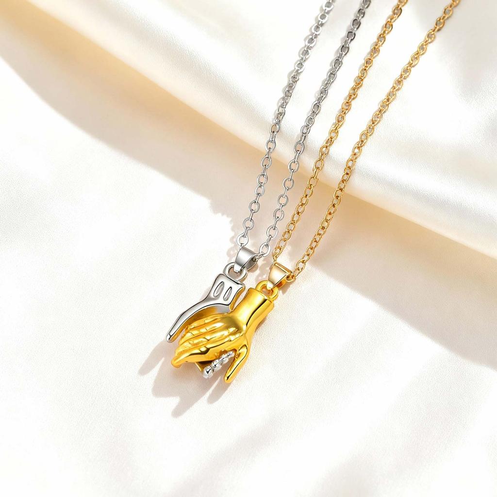 Unique Set Magnetic Attraction Necklace for Couple Hand Pendant Necklace for Women Men Valentine's Day Gift