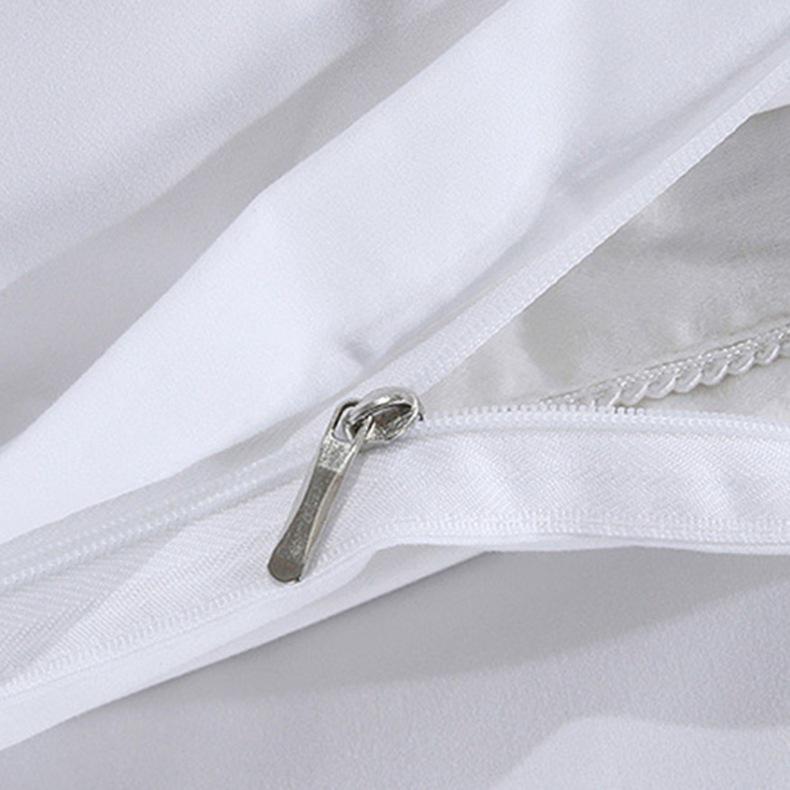 Washed Cotton 4-Piece White Bedding Set for Hotels and Guesthouses, Fitted Sheet Style