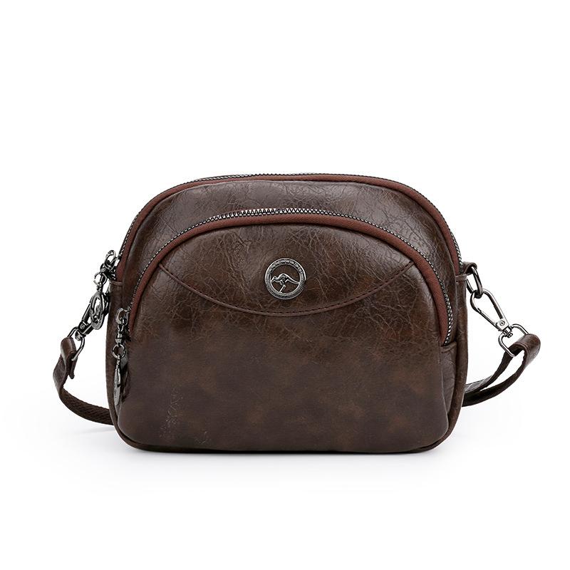 

Oil wax leather women s shell bag simple and versatile fashion shoulder bag light luxury high-end multi-layer mother bag