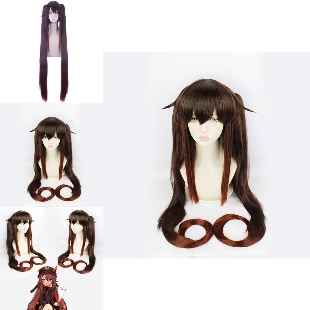 Genshin Impact Hutao Cosplay Wig With Natural Scalp For Adult And Kids Halloween Carnival Comic Con Props