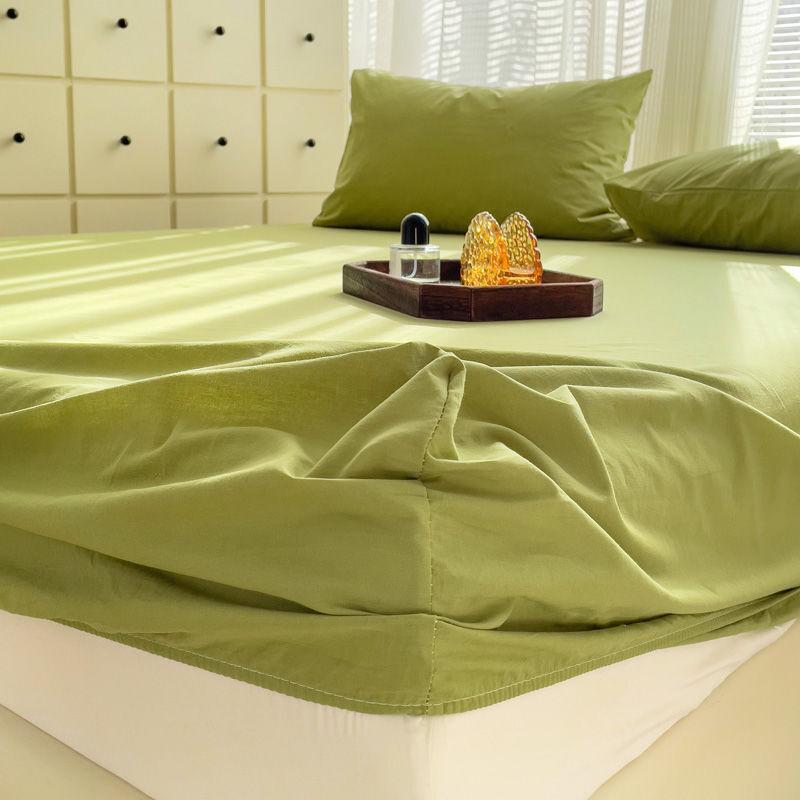 Japanese Style Washed Cotton Striped Bed Sheet Three Piece Set, Full Coverage, Non Slip Single Piece, Simmons Mattress, Dust