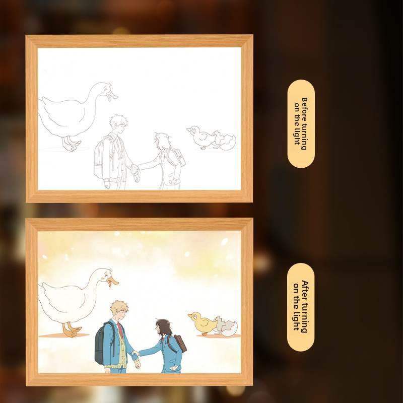 23cm/9.06in Jump in Anime Series Color 3D Mirror Light Painting Led Photo Frame Lamp Peripherals Led Night Display Bedroom Decor