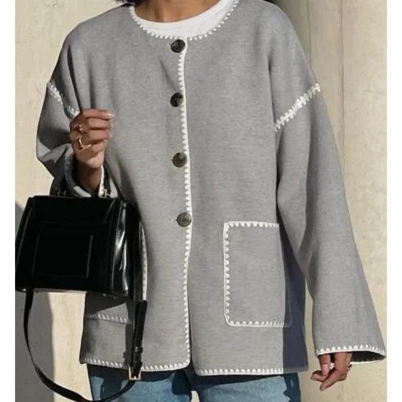 Шикарные карманные лоскутные вязаные укороченные куртки Женский однобортный кардиган — фото 10