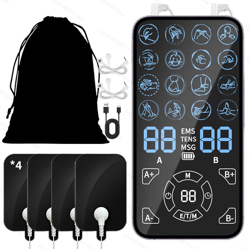 16 Tens Electric EMS Acupuncture Body Massage,Tens Muscle Stimulator Therapy Slimming Machine Electro Stimulator Digital Therapy