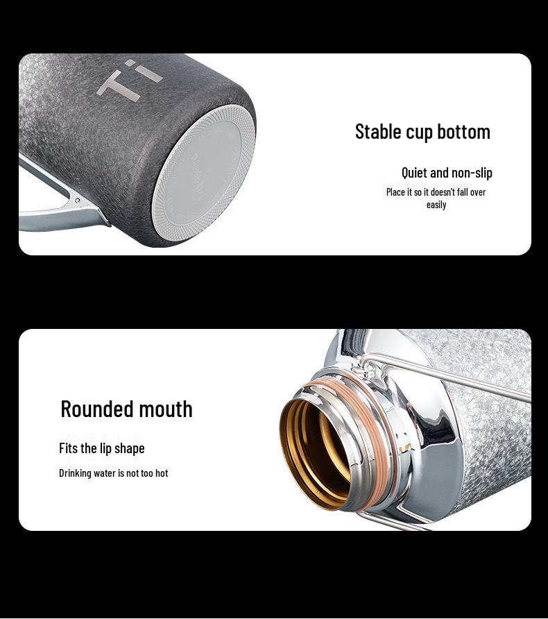 New Exquisite Titanium-Coated Thermos Flask with Independent Tea Compartment for Men and Women - High Appearance Mechanical Hot Water Bottle Cup