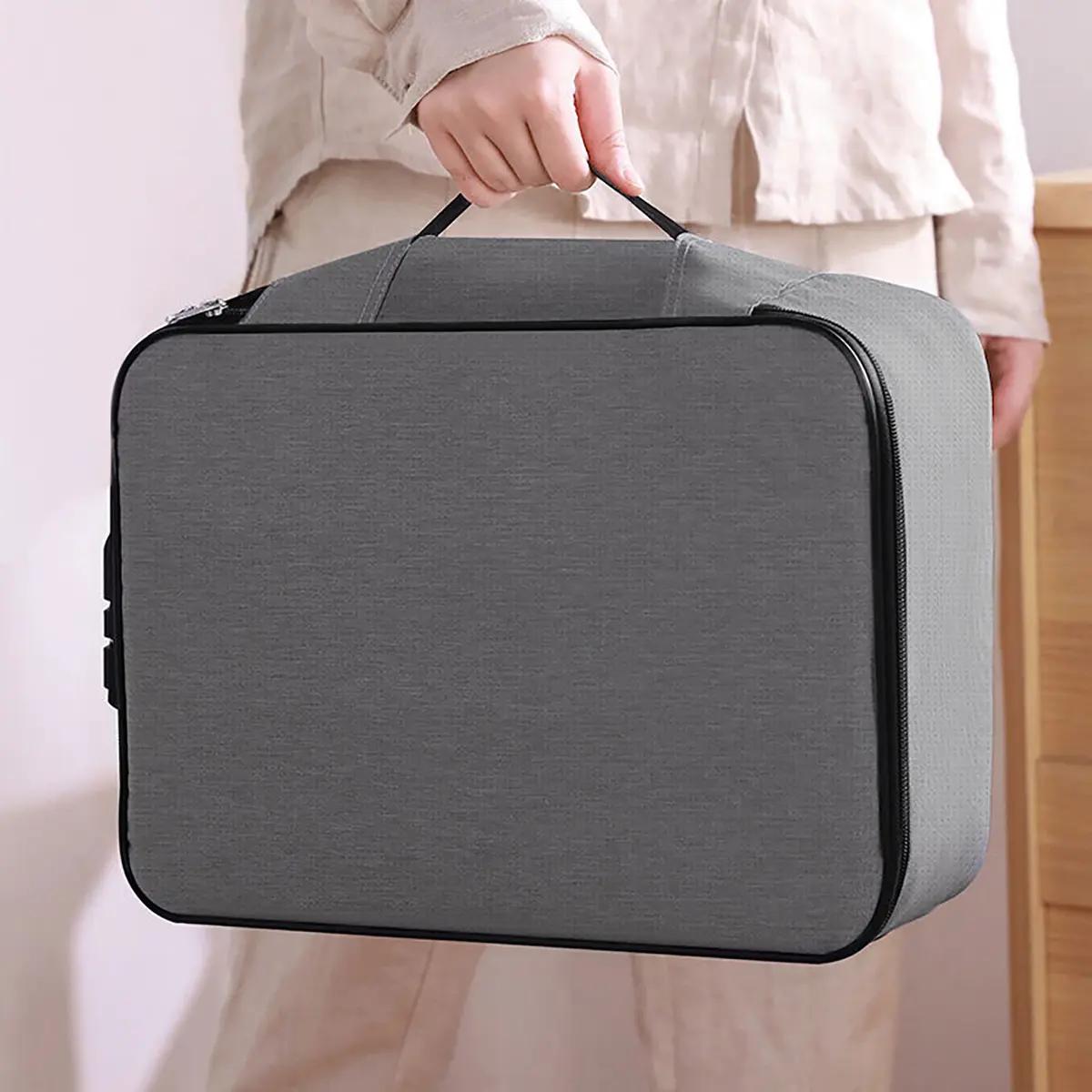 

1 шт. - Сумка для надежного хранения документов - 3-слойный чехол для хранения файлов с кодовым замком, прочный, идеально подходит для бизнеса и повседневного использования серый