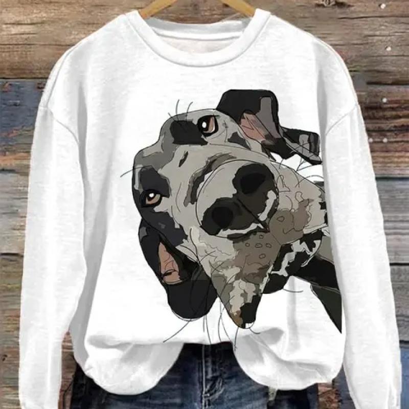 Stripet katt hettegenser for kvinner Mote O-hals genser Topp Uformell Streetwear Dame Genser Hip-Hop Dame Genser Klær