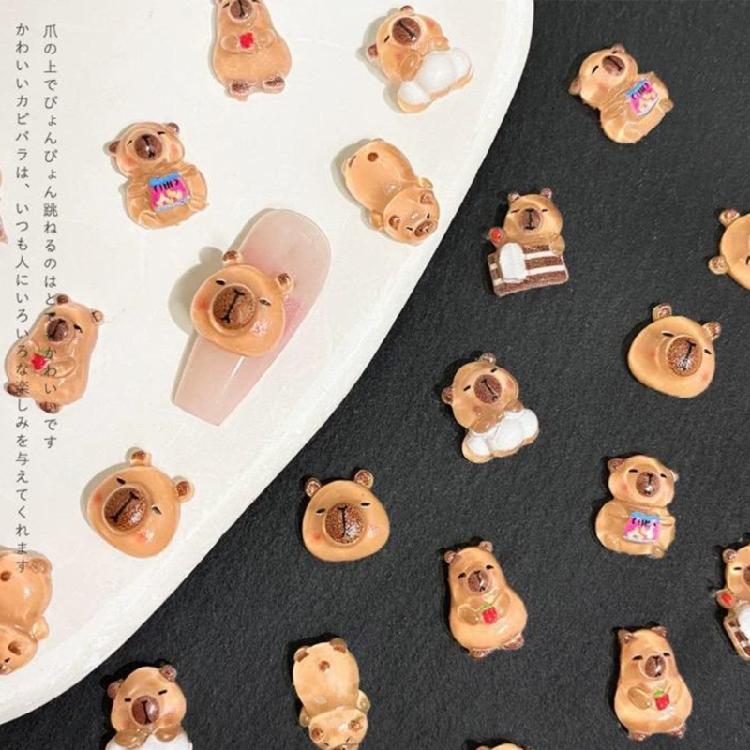 100pcs Capybara Miniatures Animal Figurines Garden Landscape Dollhouses Desk Ornaments DIY Craft Nail Charms Decoration