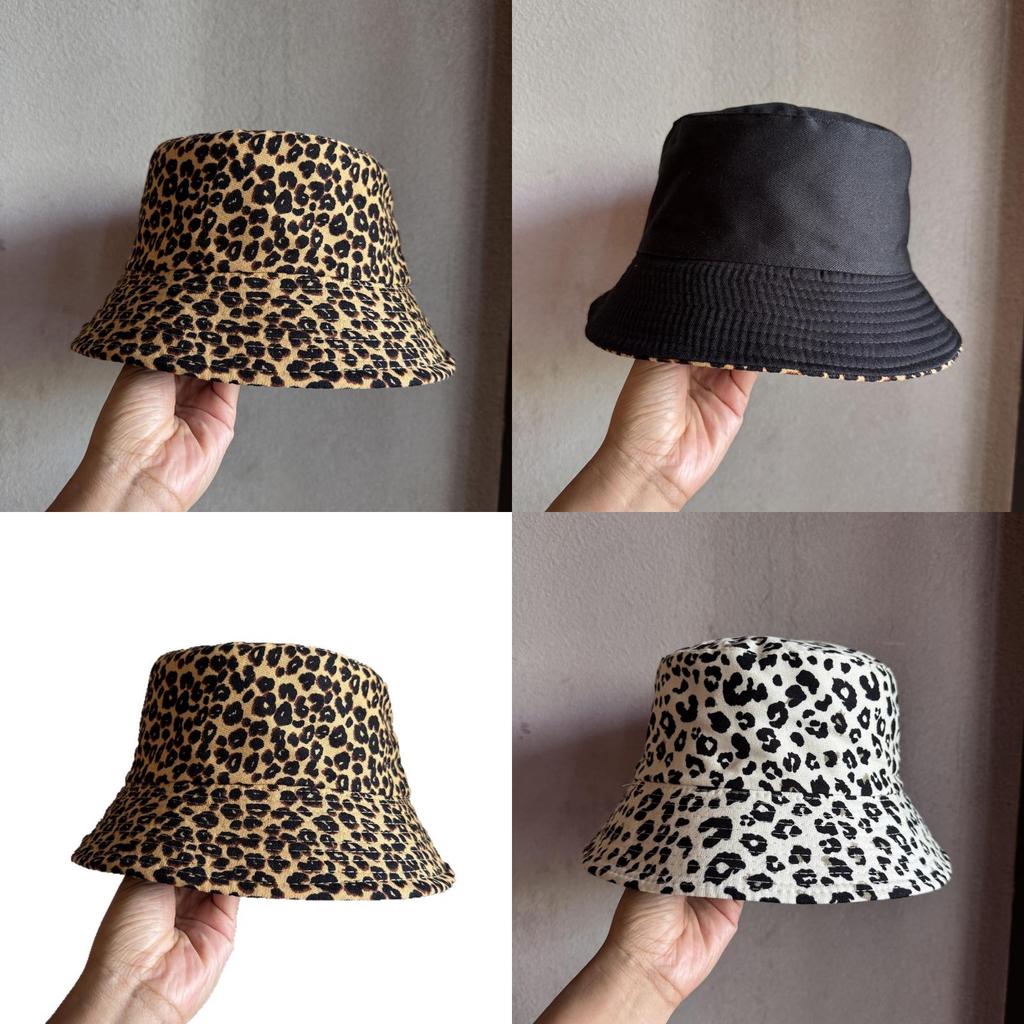 Outdoor-Fischerhut mit Leopardenmuster, beidseitig tragbar, mit breiter Krempe zum Sonnenschutz und für die Sommer-Mode