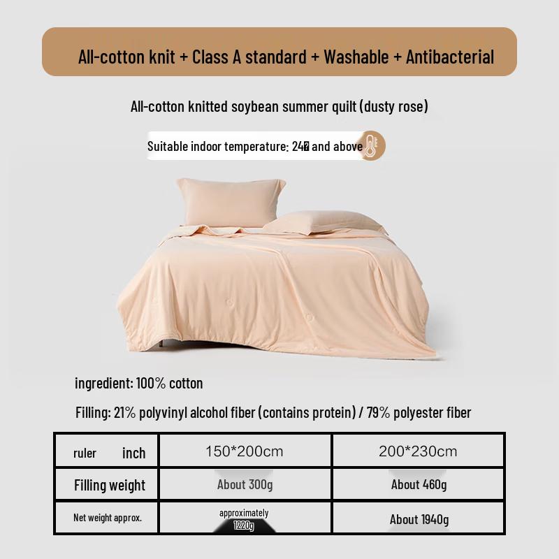 Mercury Home Textiles Pure Cotton Soybean Fiber Cooling Quilt