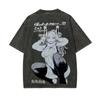 Mirko T-Shirt My Hero Academia Herren Säurewaschung Übergroß Anime Manga Vol. 37 Cover Grafik Baumwolle Streetwear Kaninchenheld Vintage T-Shirt Top