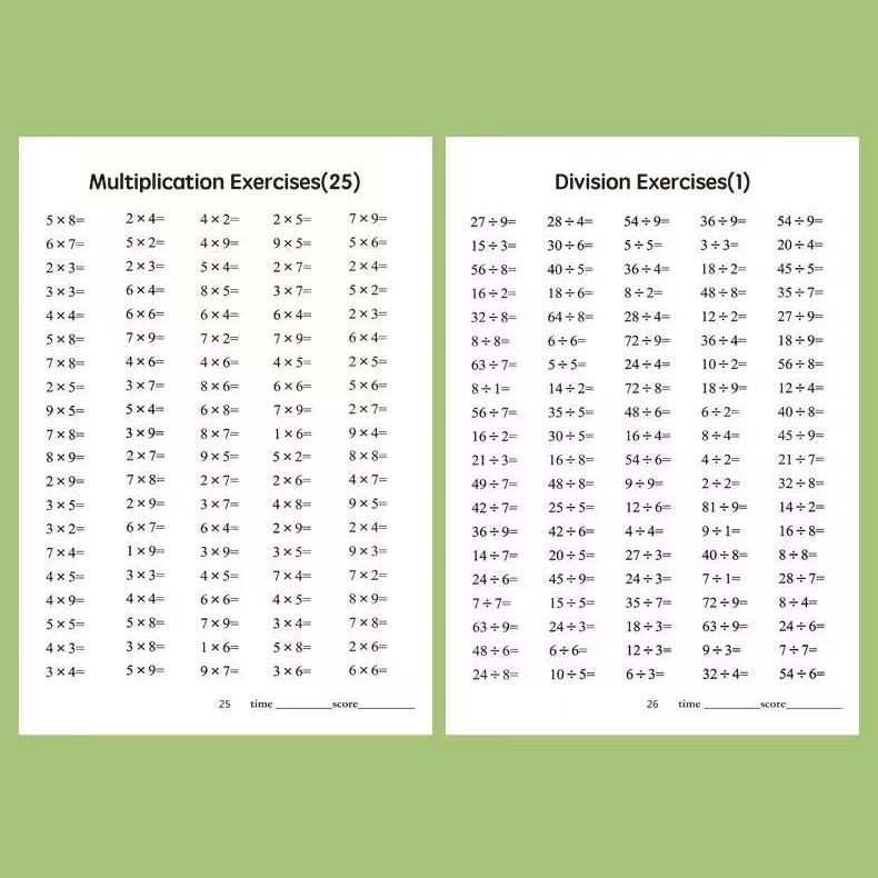 48 Sayfa Çarpma Bölme 99 Kez Egzersiz Defteri Matematikte Eğitim 3-8 Yaş Çocuklar İçin Hesaplama Defteri