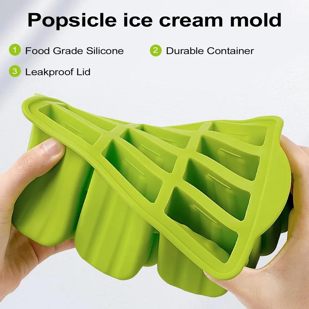 Sommer-DIY-Eiscreme-Werkzeuge mit Holzstäbchen, Silikon-Eisformen für den Stiel, Küchenzubehör, Durst löschen, Snacks für Kinder